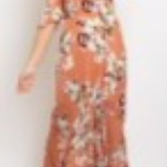 Peach Cold Shoulder Floral Maxi Dress  (2) - Picture 6 of 8